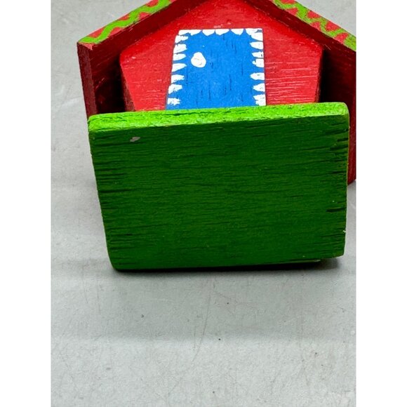 Handmade Wooden Miniature House Decor Red Roof & Yellow Chimney Christmas READ - Picture 6 of 6